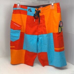NEW VOLCOM Board Shorts Maguro Blocks Pure FUNction Big Boys Beach Pool 29/18
